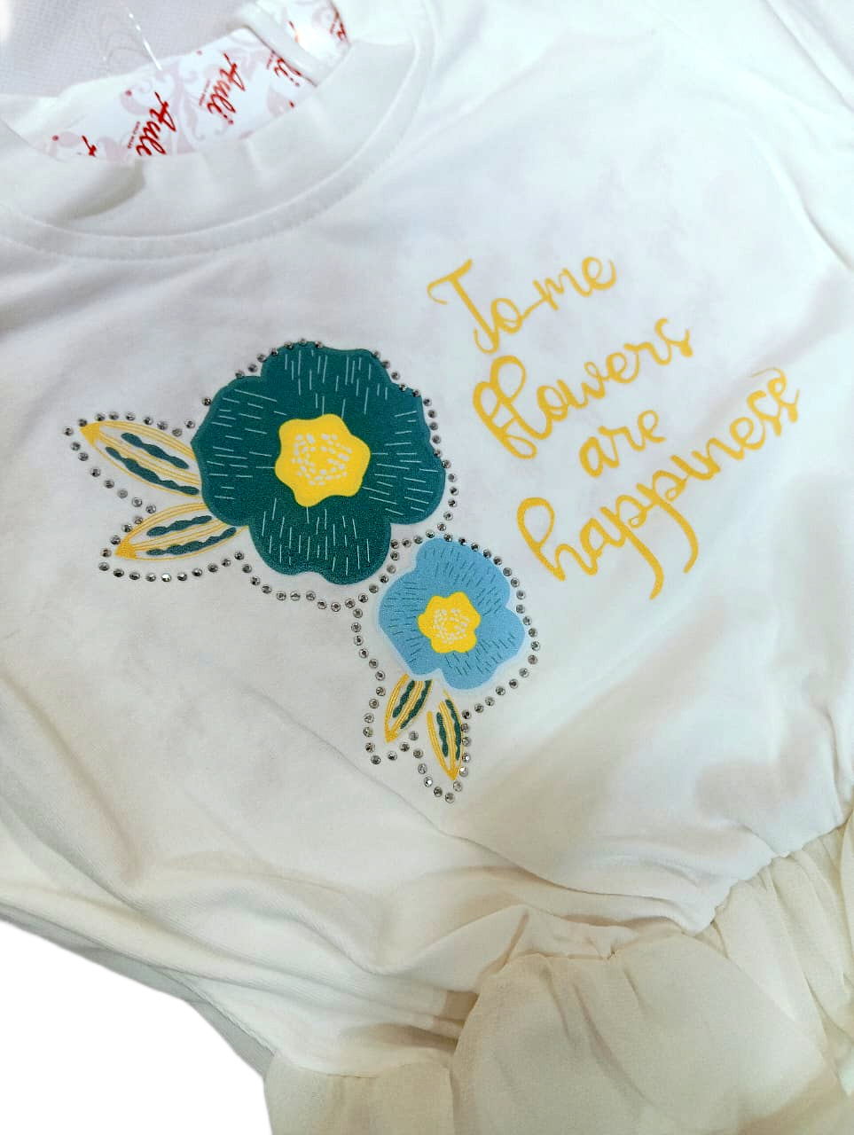 Girls Floral Printed Puff Sleeves A-Line Dress