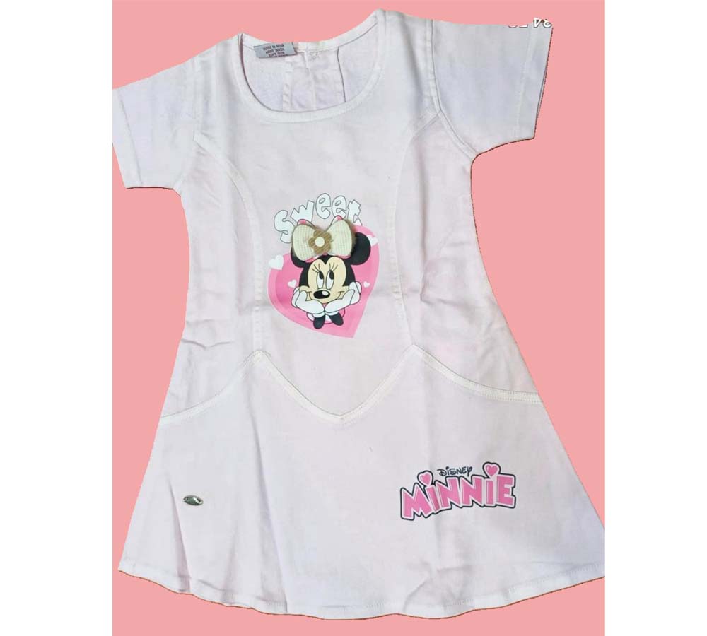 Minnie Girls Solid Round Neck Half Sleeve Dress