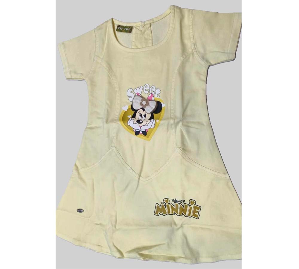 Minnie Girls Solid Round Neck Half Sleeve Dress