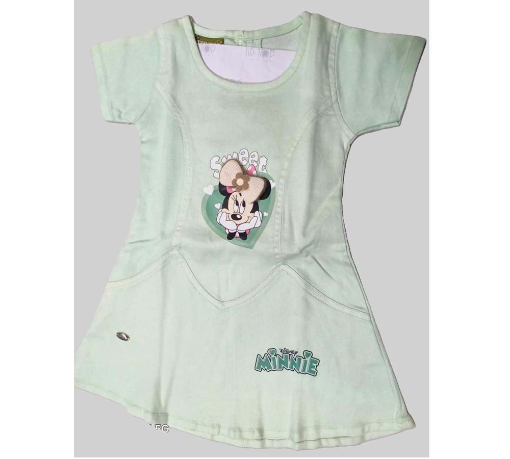 Minnie Girls Solid Round Neck Half Sleeve Dress
