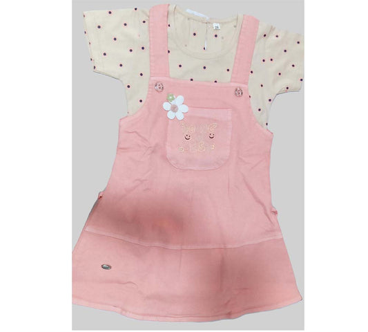 Dungaree For Baby Girls Round Neck Half Sleeve Dress