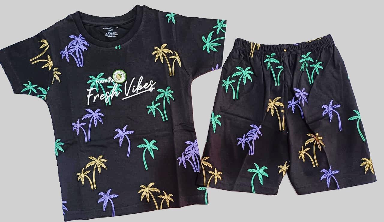 Kids Printed Cotton T-shirt With Shorts