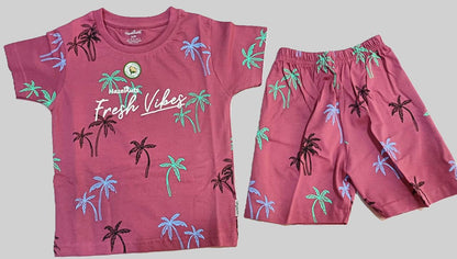 Kids Printed Cotton T-shirt With Shorts