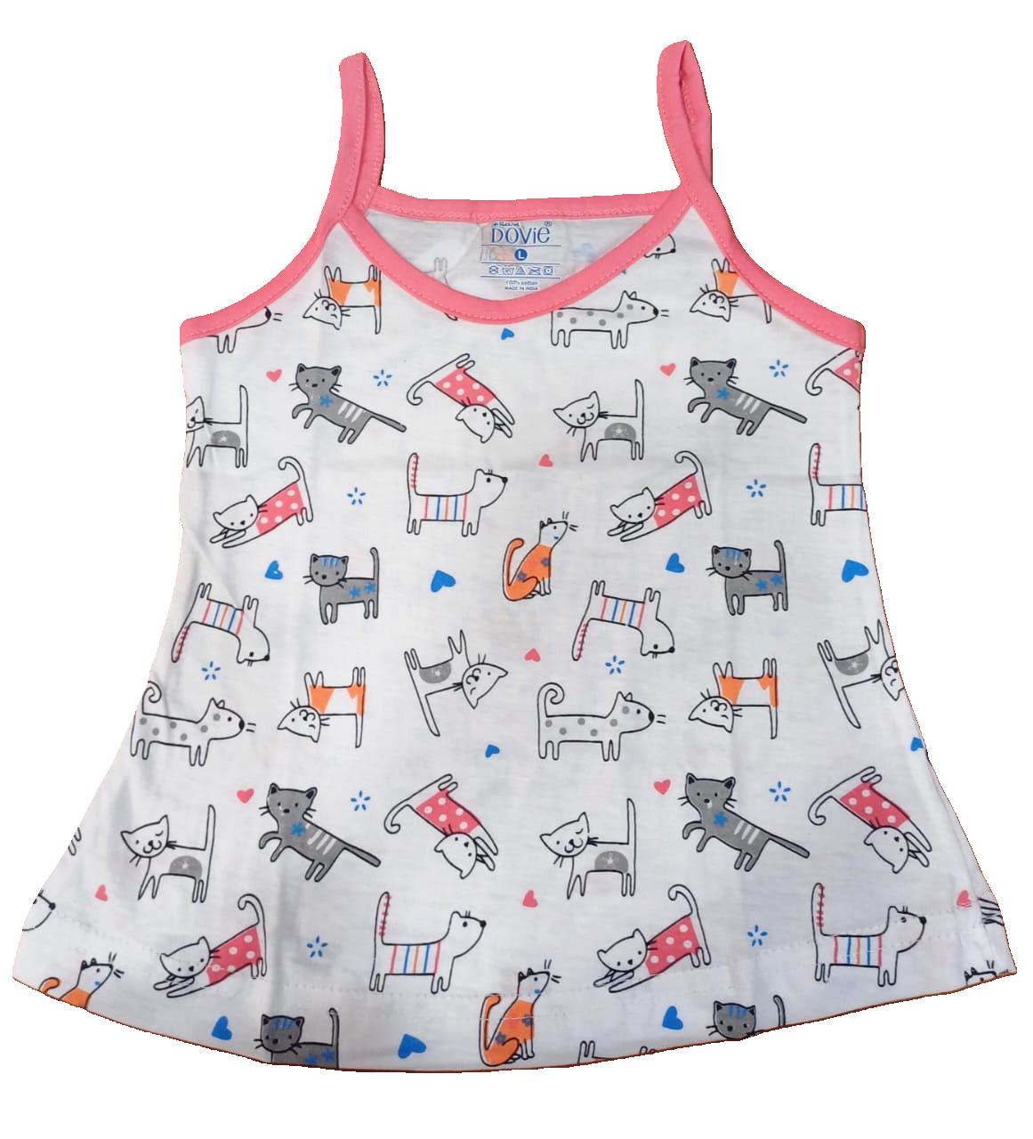 Girls Cotton Sleeveless Printed Vests Pack of 3