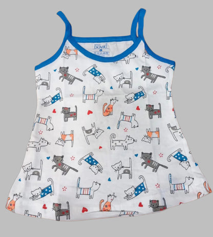 Girls Cotton Sleeveless Printed Vests Pack of 3