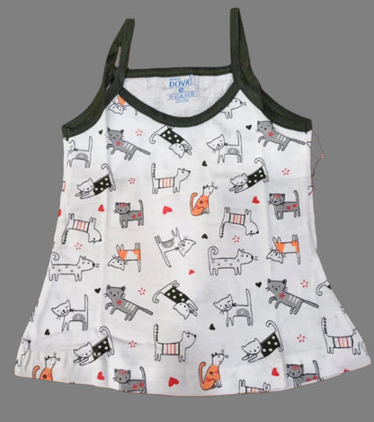 Girls Cotton Sleeveless Printed Vests Pack of 3