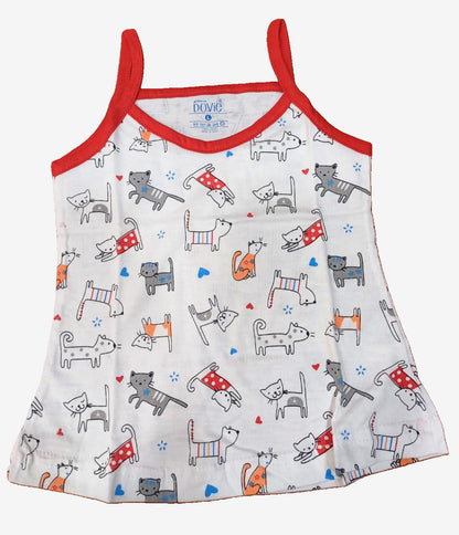 Girls Cotton Sleeveless Printed Vests Pack of 3