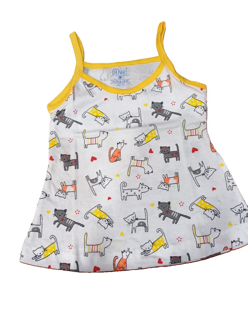 Girls Cotton Sleeveless Printed Vests Pack of 3