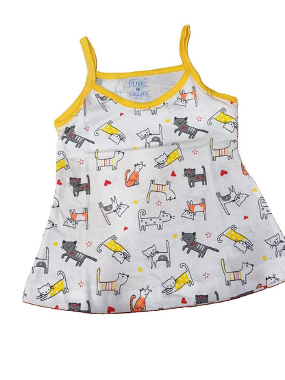 Girls Cotton Sleeveless Printed Vests Pack of 3