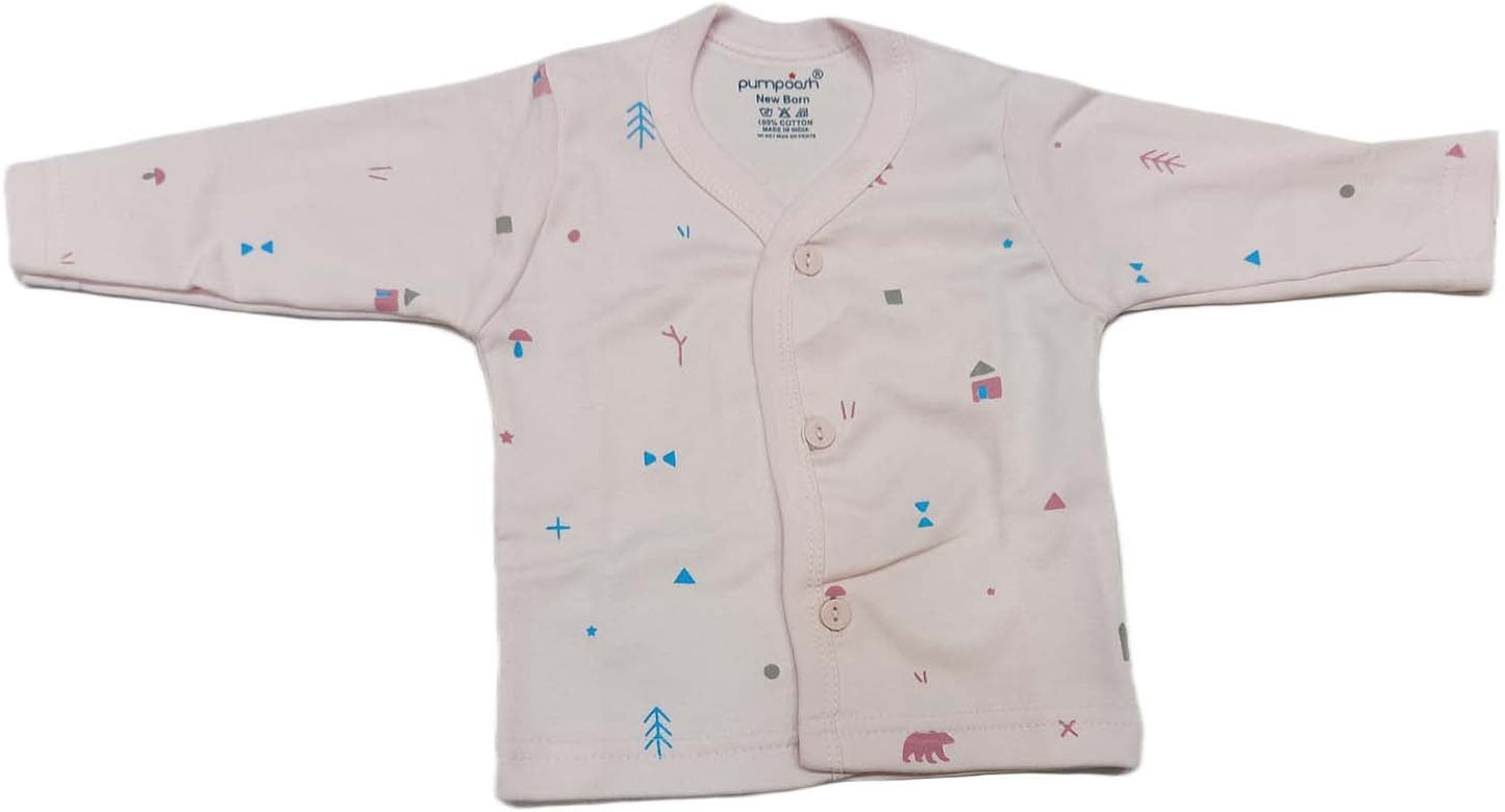 Pumposh New Born Front Open Printed Top set of 3