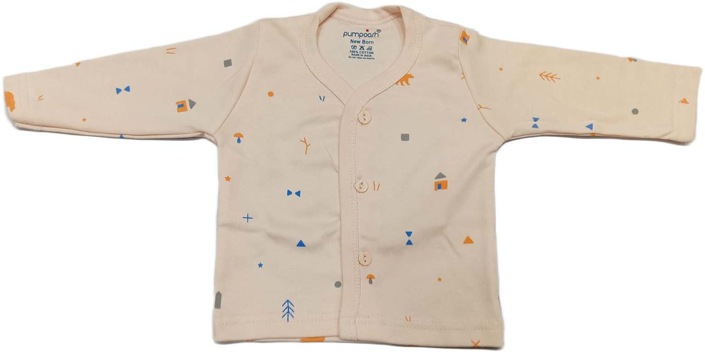 Pumposh New Born Front Open Printed Top set of 3 blue