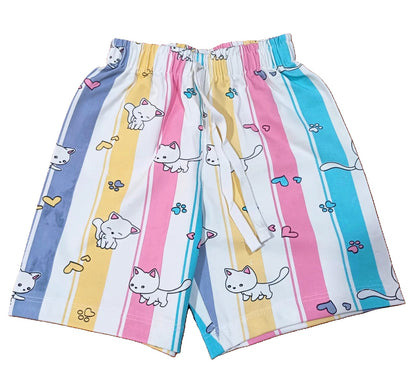 Girls Multicolor Printed Collar Half Sleeve Cords Set