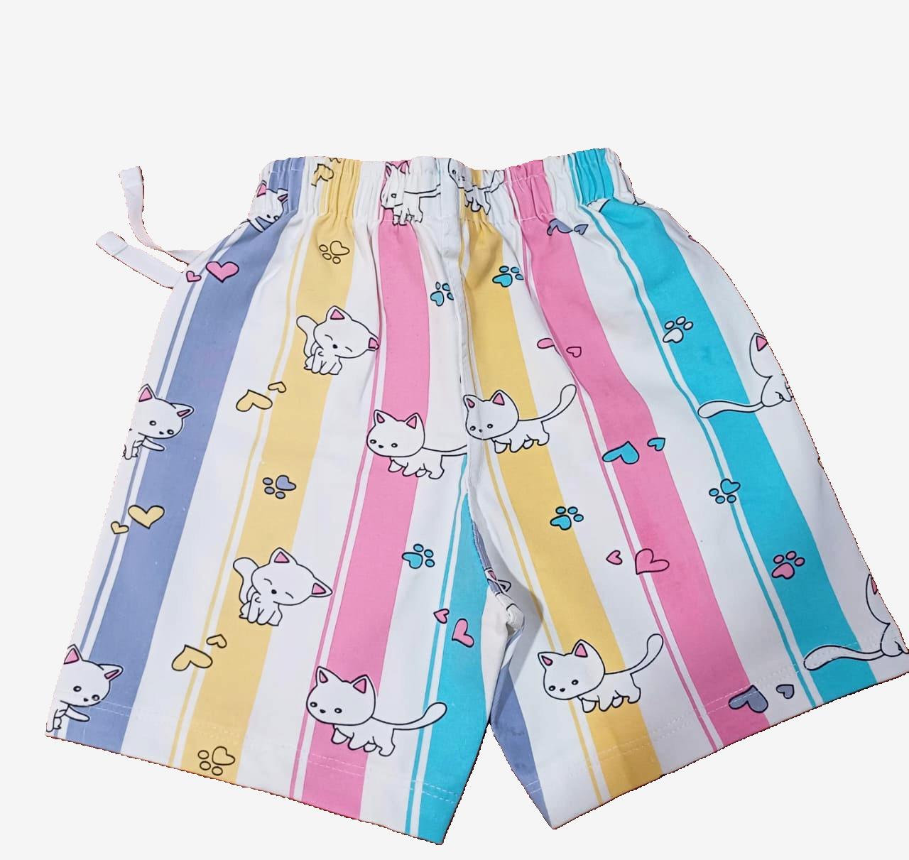 Girls Multicolor Printed Collar Half Sleeve Cords Set