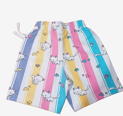 Girls Multicolor Printed Collar Half Sleeve Cords Set