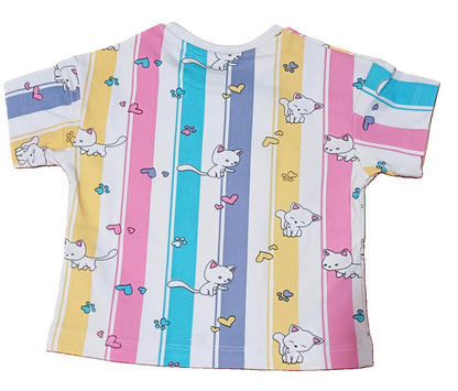 Girls Multicolor Printed Collar Half Sleeve Cords Set