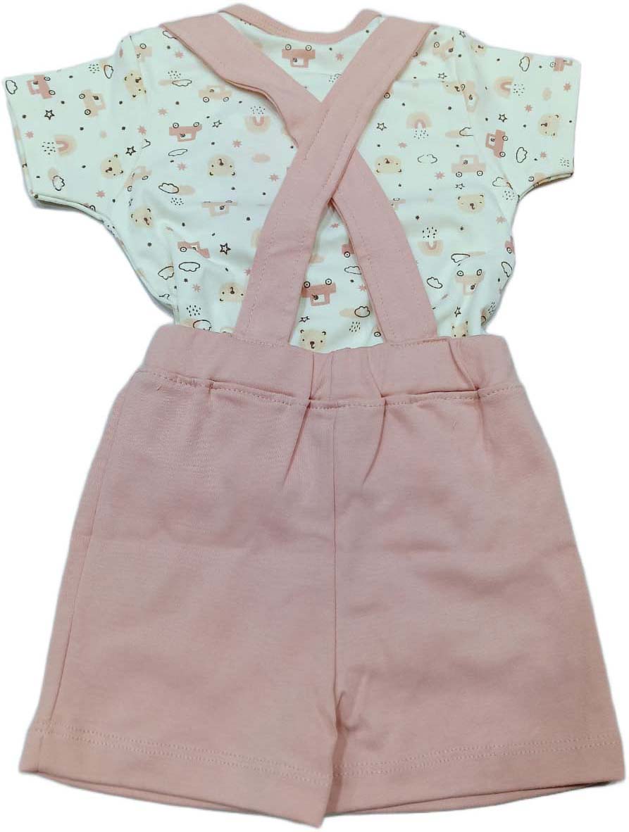 Printed Jumper with Bow Tie & Suspender-Style Shorts