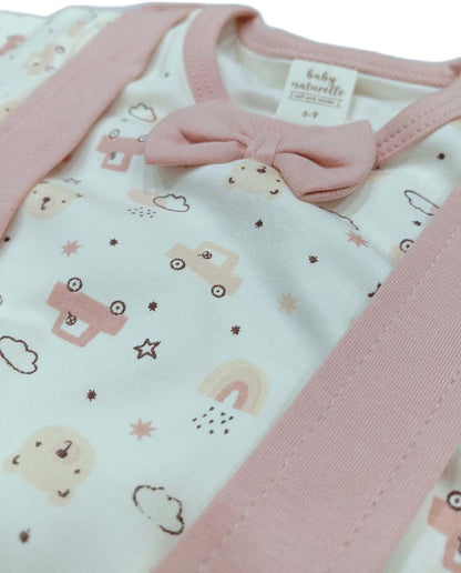 Printed Jumper with Bow Tie & Suspender-Style Shorts