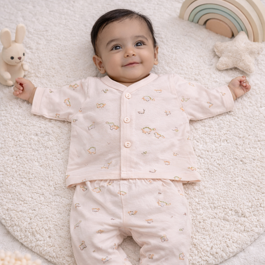 Zero Newborn Soft Cotton Top & Bottom Set for Baby Boys & Girls – Peach - Cutypi