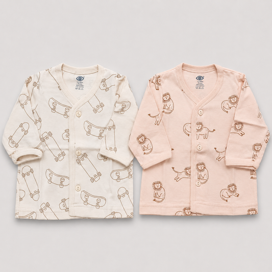 Zero Newborn Cotton Front Open T-Shirt Set of 2 | Cutypi