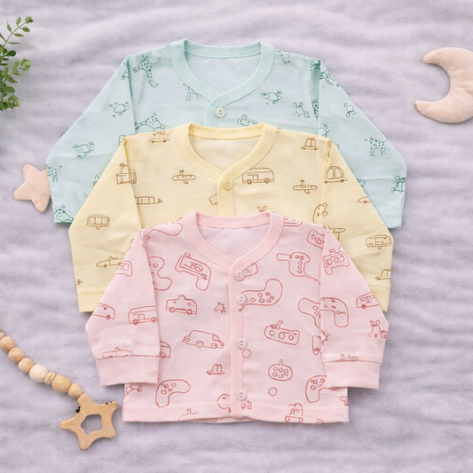Zero Zero Newborn Soft Cotton Top for Baby Boys & Girls – Set of 3 - Cutypi
