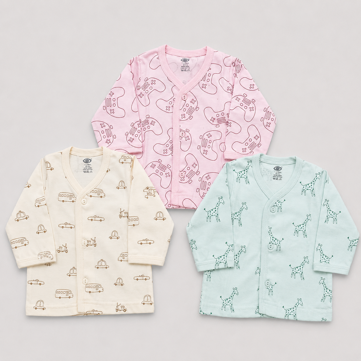 Zero Newborn Cotton Front Open T-Shirt Set of 3 | Cutypi
