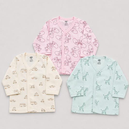 Zero Newborn Cotton Front Open T-Shirt Set of 3 | Cutypi