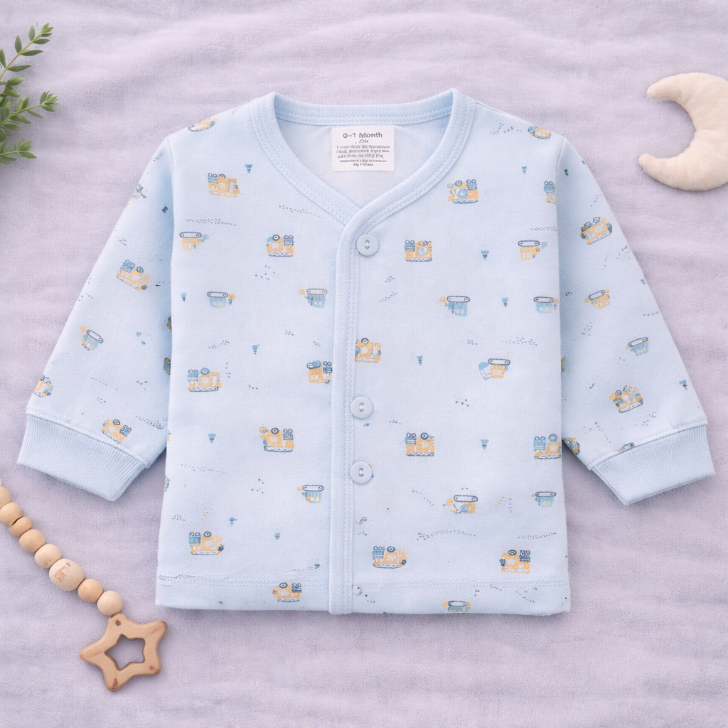 Zero Baby Front open cotton fleece top - Sky Blue - Cutypi