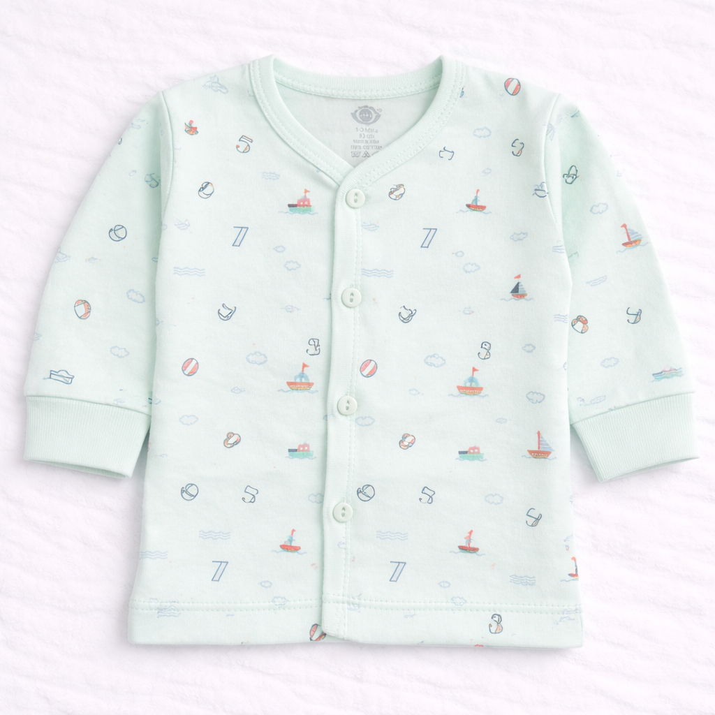 Zero Baby Front open cotton fleece top - Light Green - Cutypi