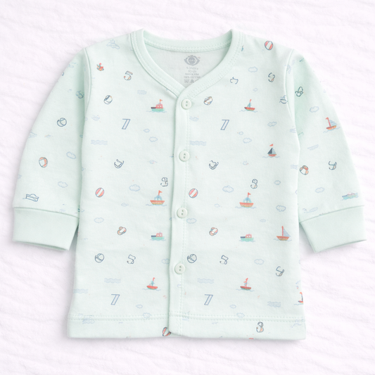 Zero Baby Front open cotton fleece top - Light Green - Cutypi