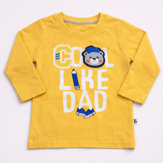 Krunchy Orange “Cool Like Dad” Kids T-Shirt – Full Sleeve Graphic Cotton Tee - Cutypi
