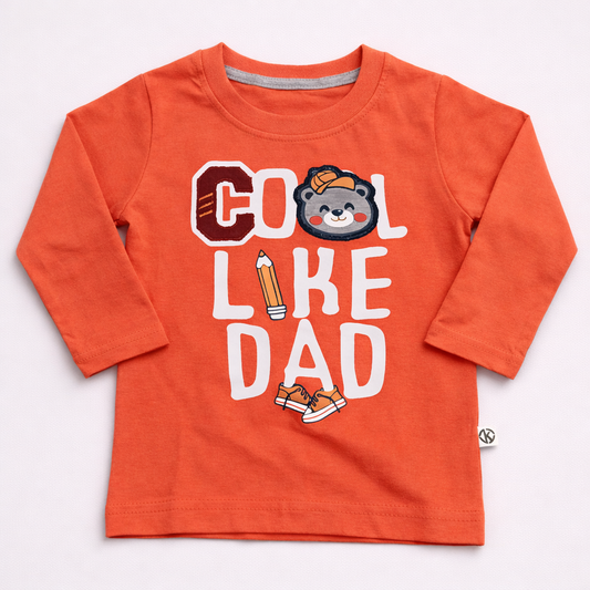 Krunchy Orange Cool Like Dad Kids T-Shirt – Full Sleeve Graphic Cotton Tee - Cutypi