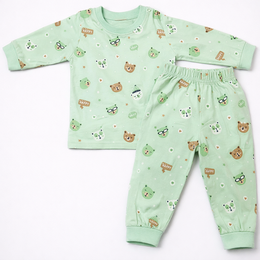 Krunchy Baby Boys Green Bear Print Clothing Set  - Cutypi