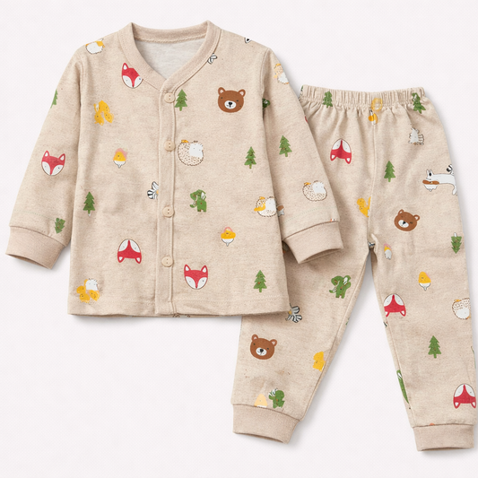 Krunchy Printed Kids Co-Ord Set – Full Sleeve Cotton Top & Jogger Pants  - Cutypi