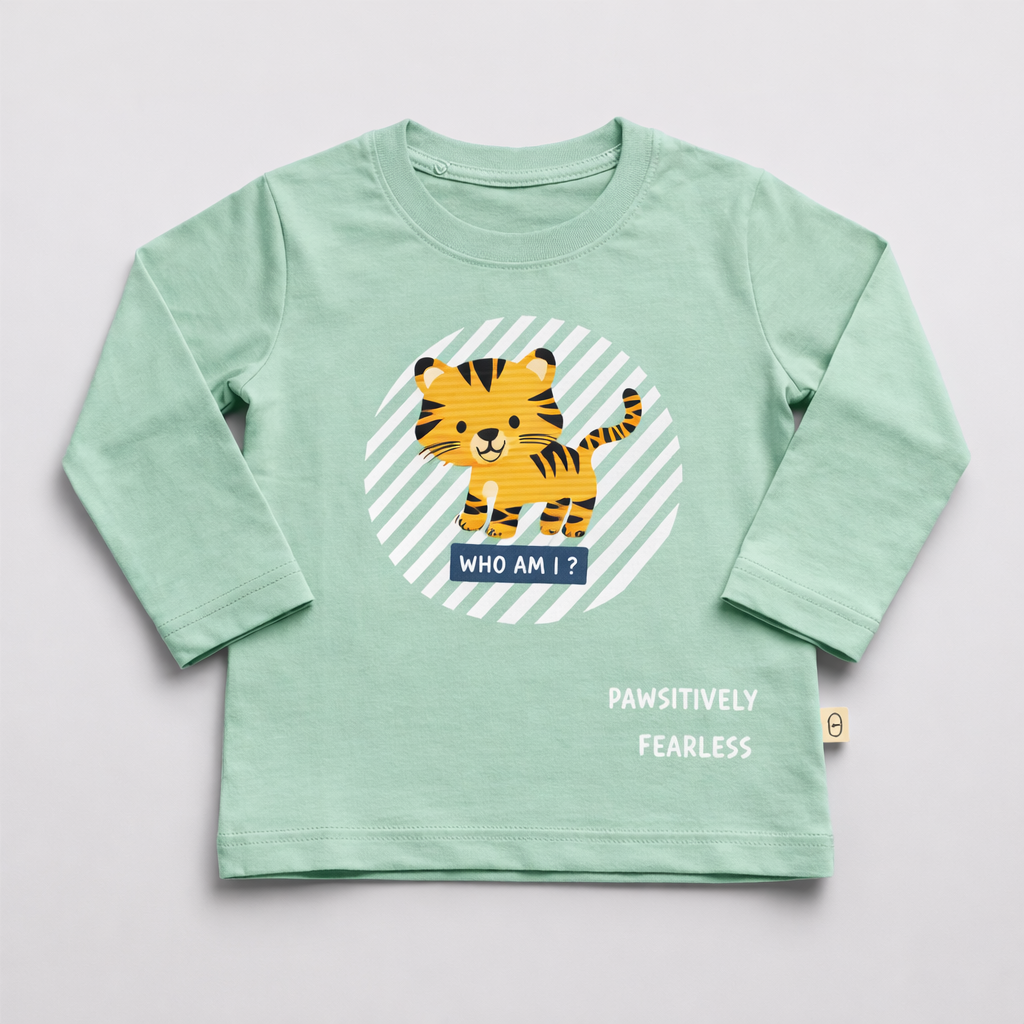 Krunchy Kids' T-shirt Full Sleeve Cotton with Tiger graphic - Cutypi