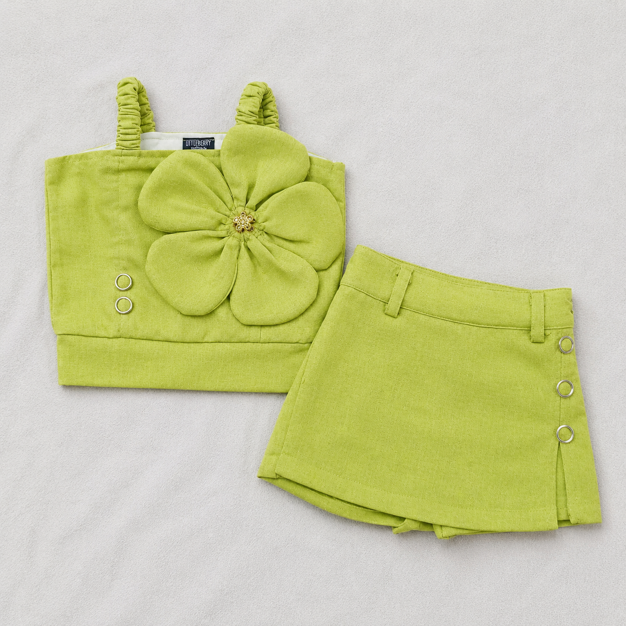 Girls Green Floral Top & Skirt Set | Stylish Kids Outfit