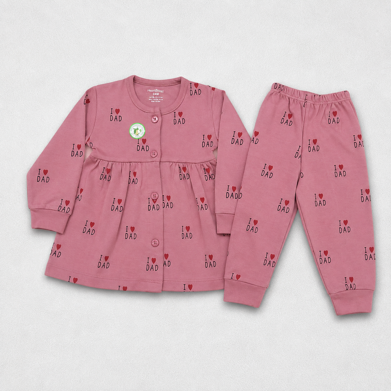 Girls Pink I Love Dad Night Suit Set | Kids Nightwear