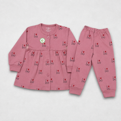 Girls Pink I Love Dad Night Suit Set | Kids Nightwear