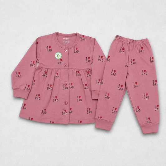 Girls Pink I Love Dad Night Suit Set | Kids Nightwear