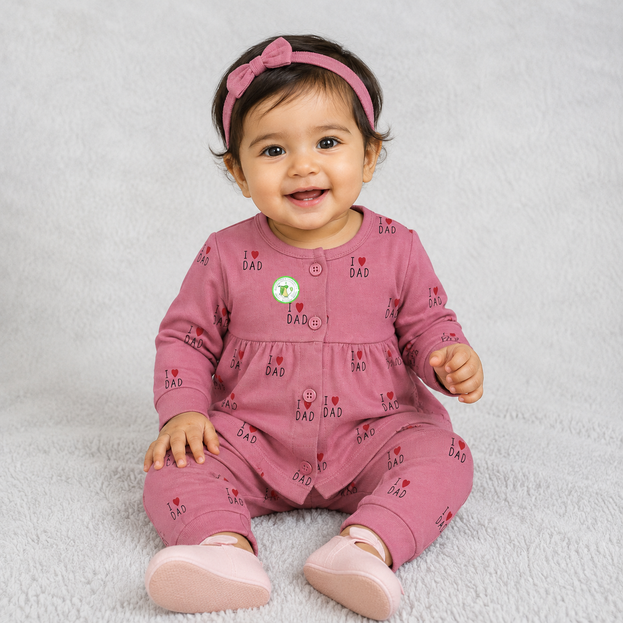 Girls Pink I Love Dad Night Suit Set | Kids Nightwear | Cutypi.com