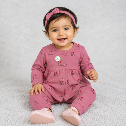 Girls Pink I Love Dad Night Suit Set | Kids Nightwear | Cutypi.com