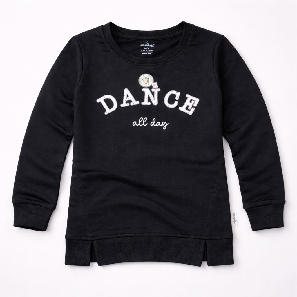 Hazelnut Kids Dance All Day Black Full Sleeve Sweatshirt - Cutypi