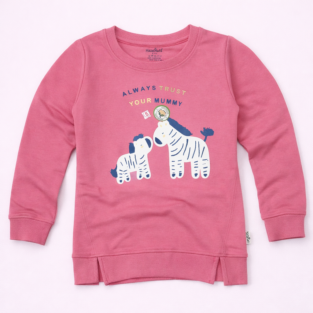 Hazelnut Kids Always Trust Your Mummy Pink Full Sleeve Sweatshirt - Cutypi