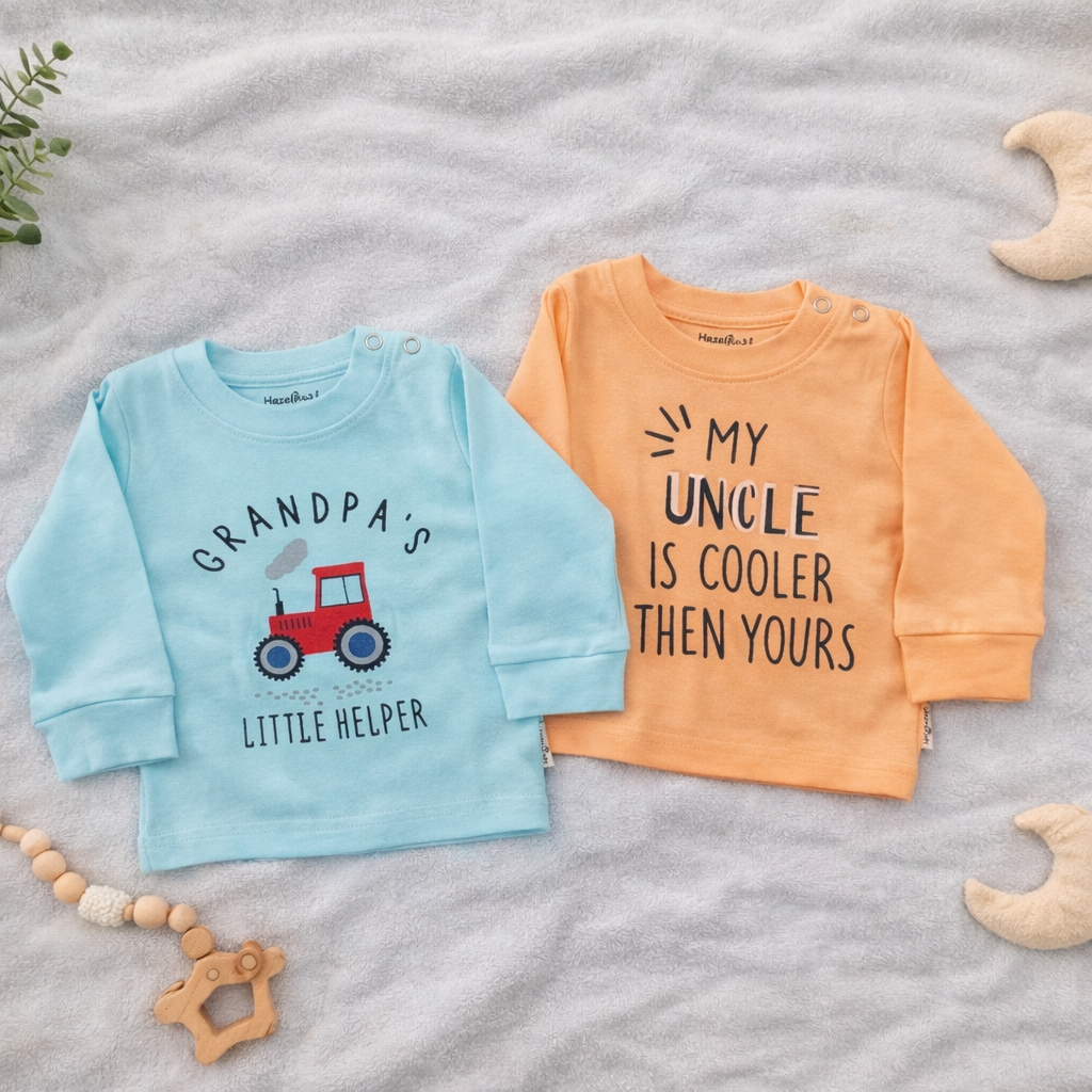 Baby Cotton Hosiery Full Sleeve T-Shirt Set (Pack of 2)