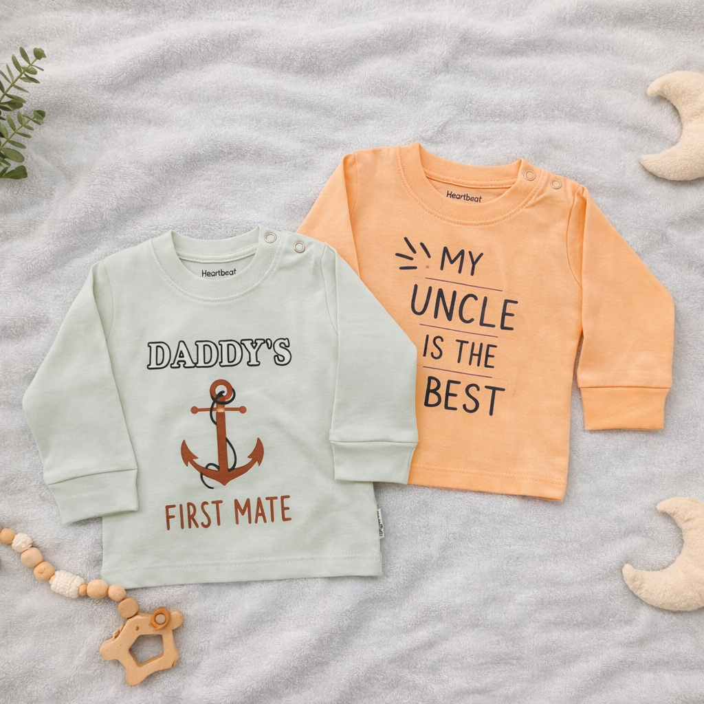 Hazelnut Baby Cotton Hosiery Full Sleeve T-Shirt Set (Pack of 2) - Cutypi