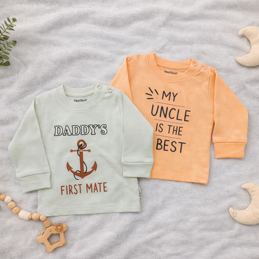 Hazelnut Baby Cotton Hosiery Full Sleeve T-Shirt Set (Pack of 2) - Cutypi