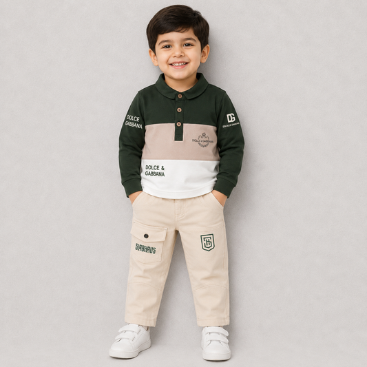 My First Hero Boys Full Sleeve T-Shirt & Cargo Pants Set | Casual Outfit