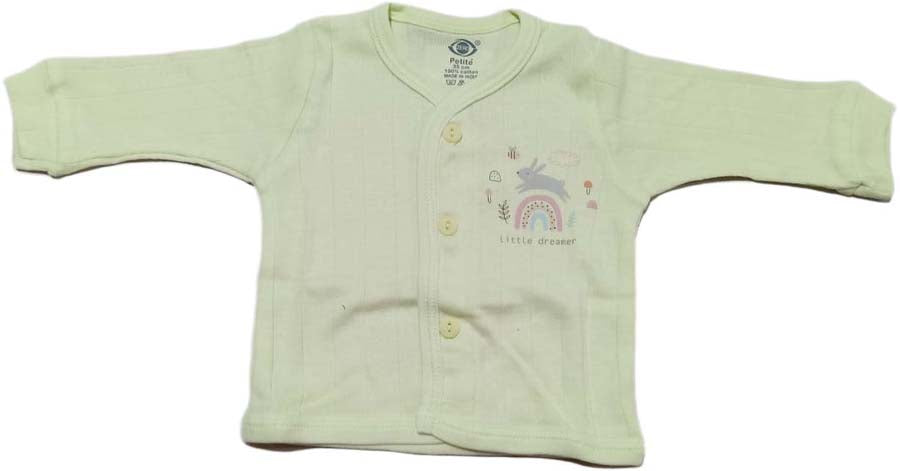 Zero New Born Baby Front Open Full Sleeves Top with pant -Lime Green