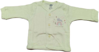 Zero New Born Baby Front Open Full Sleeves Top with pant -Lime Green