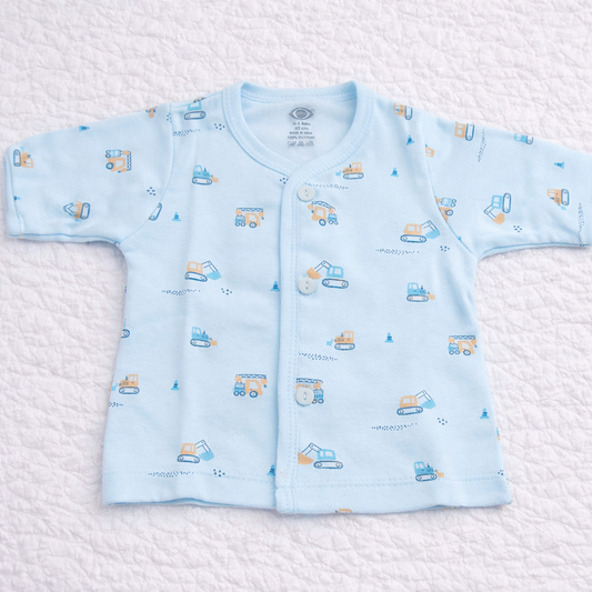 Zero Newborn Printed Fleece Top for Baby Boys & Girls - Sky blue - Cutypi