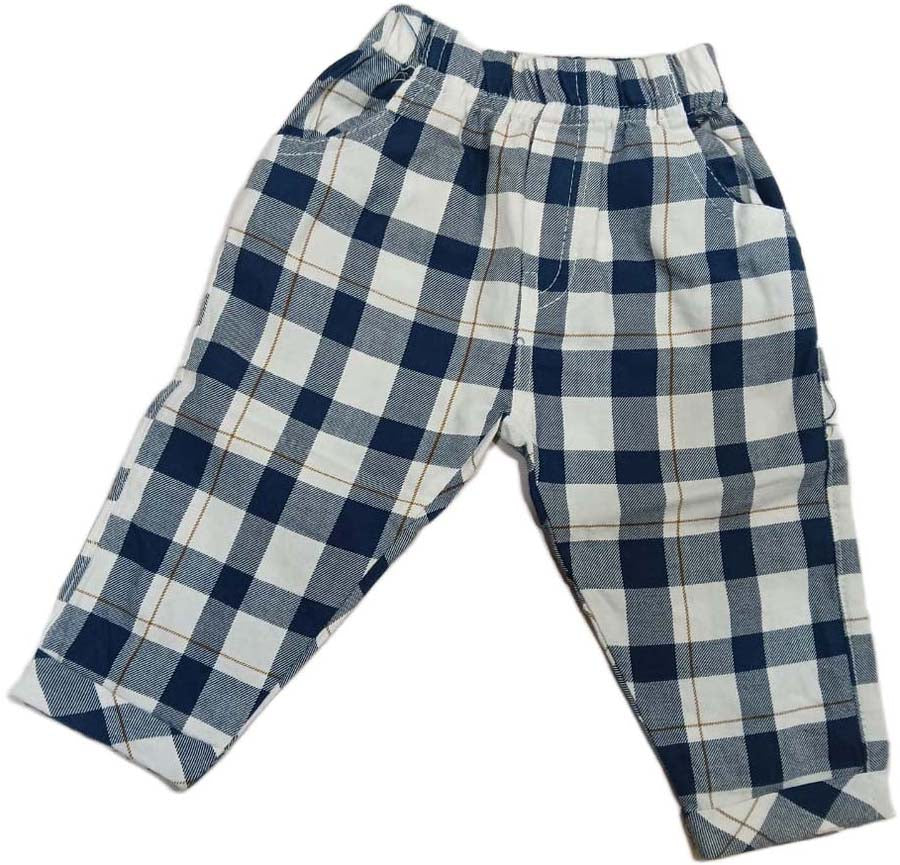 Cotton Full Sleeves T-Shirt & Pant Set With Checks Waistcoat & Bow - Blue